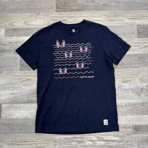Psycho Bunny navy short sleeve graphic tee made for mischief size 4 P36